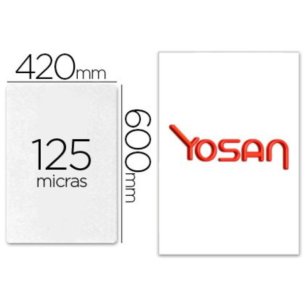 (100) Bolsas para plastificar YOSAN DIN A2 420 X 600 mm - 125 mc (100) Bolsas para plastificar YOSAN DIN A2 420 X 600 mm - 125 mc