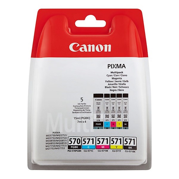 (5) C.t. CANON PGI570/CLI571: Pixma MG6850 5750 7750 7700 5752 PGBK/BK/C/M/Y 3.000p. (5) C.t. CANON PGI570/CLI571: Pixma MG6850 5750 7750 7700 5752 PGBK/BK/C/M/Y 3.000p.