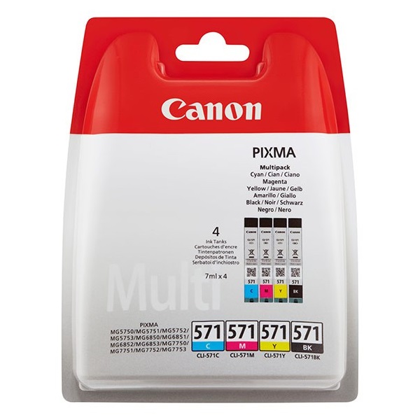 (4) C.t. CANON CLI571: Pixma MG6850 CMYK MG5750 7750 7700 5752  MULTI-PACK