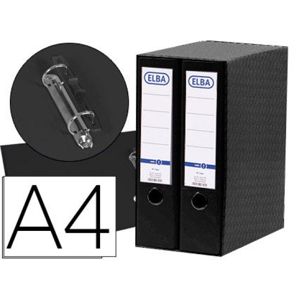 (2) Archivador de palanca ELBA DIN A4 Negro 2 anillas / lomo 80 mm (2) Archivador de palanca ELBA DIN A4 Negro 2 anillas / lomo 80 mm