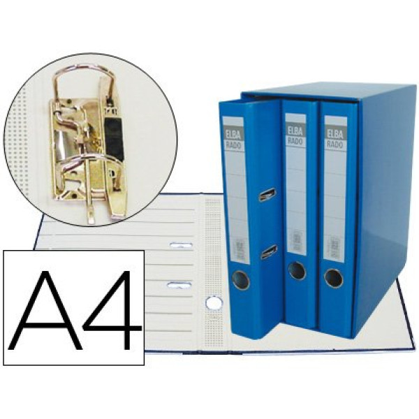 (3) Archivador de palanca ELBA DIN A4  azul 2 anillas / lomo 50 mm