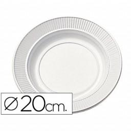 (50) Platos de plastico llano 20 cm Blanco