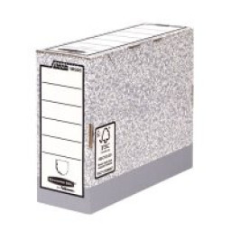 FELLOWES Caja archivo definitivo Folio 120mm gris automontable, 100%reciclado, 315x150x258mm