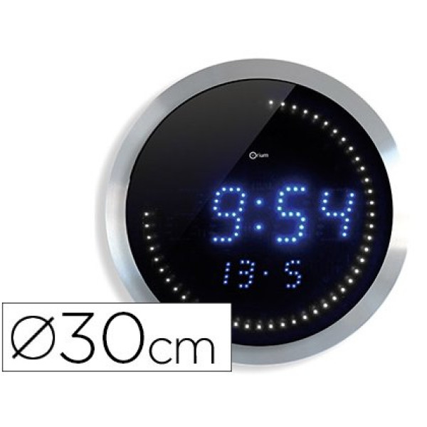 Reloj CEP de pared Oficina 30cm LED redondo, Negro, Aluminio Reloj CEP de pared Oficina 30cm LED redondo, Negro, Aluminio