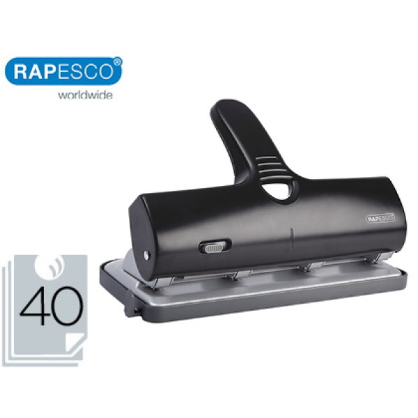 Taladro RAPESCO ALU40 - 4 taladros metálico negro, capacidad 40 hojas