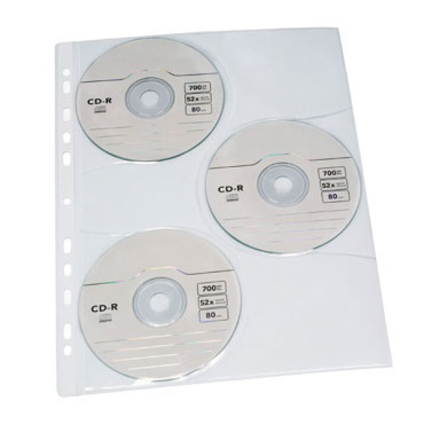 GRAFOPLAS Pack de 10 fundas CD/DVD tamaño A4 polipropileno transparente - 3 por hoja GRAFOPLAS Pack de 10 fundas CD/DVD tamaño A4 polipropileno transparente - 3 por hoja