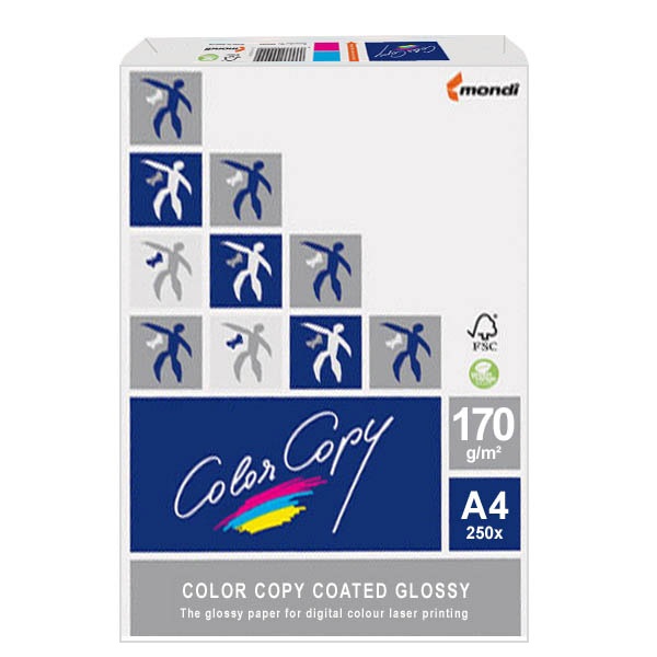 Papel MONDI COLOR COPY Coated Glossy 250A4  170g. 21,0x29,7 recubrimiento brillante (151935)