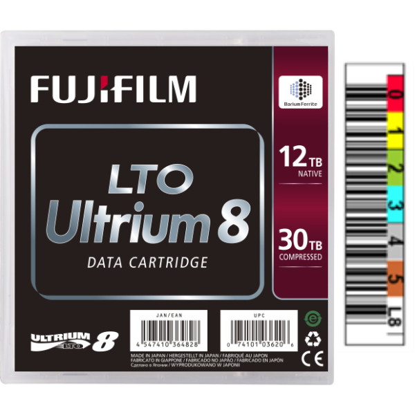 DC FUJIFILM Ultrium LTO-8 (BaFe) etiquetado 12TB/30TB DC FUJIFILM Ultrium LTO-8 (BaFe) etiquetado 12TB/30TB