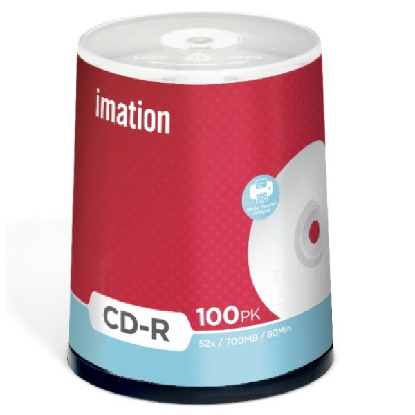 (T100) CD-R IMATION 700MB/80min Printer thermal (solo impresoras térmicas) tarrina-100 (T100) CD-R IMATION 700MB/80min Printer thermal (solo impresoras térmicas) tarrina-100