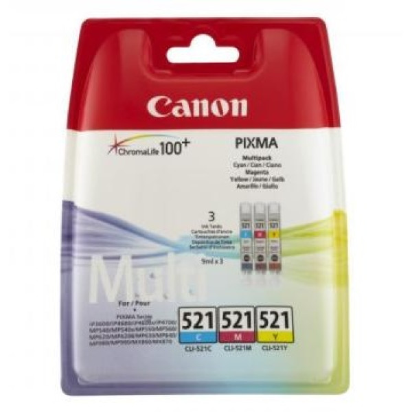 (3) C.t. CANON CLI521CMY IP3600 IP4600 tricolor MP540 MP620 MP630 MP980 Multipack (3) C.t. CANON CLI521CMY IP3600 IP4600 tricolor MP540 MP620 MP630 MP980 Multipack