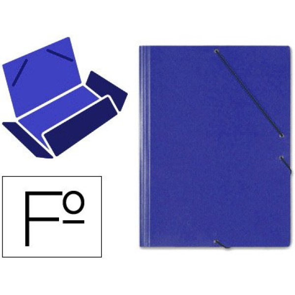 Carpeta gomas SARO FOLIO 3 solapas  carton,  color azul