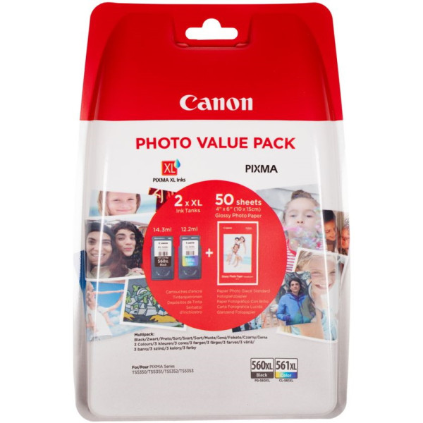 C.t. CANON PG560XL/CL561XL: TS5350 TS5351 TS5352 +50h. 10x15cm PhotoPaperGP-501 C.t. CANON PG560XL/CL561XL: TS5350 TS5351 TS5352 +50h. 10x15cm PhotoPaperGP-501