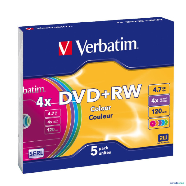 DVD RW 4.7 4X PACK 5 SLIM VERBATIM DVD RW 4.7 4X PACK 5 SLIM VERBATIM