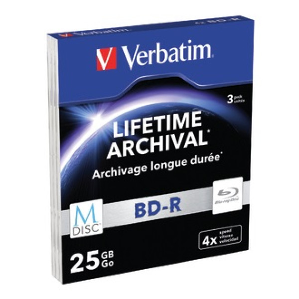 (3) Pack BD-R M-DISC VERBATIM Matt Silver Slim 4x 25GB ** (3) Pack BD-R M-DISC VERBATIM Matt Silver Slim 4x 25GB **