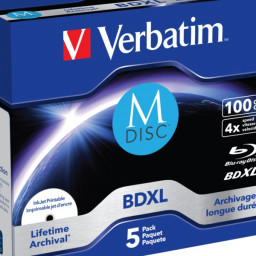 (5) M-DISC BD XL VERBATIM  100GB Inkjet Printable