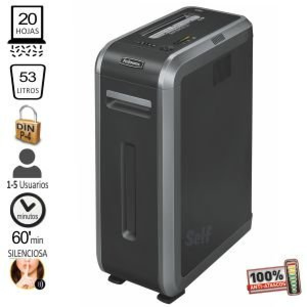 FELLOWES Destructora 125i Negra corte en tiras de 5,8mm