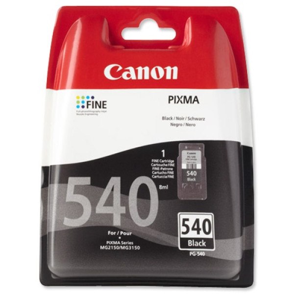 C.t. CANON PG540 MG2150 MG2250 negro 180p. BLISTER (sin alarma) C.t. CANON PG540 MG2150 MG2250 negro 180p. BLISTER (sin alarma)