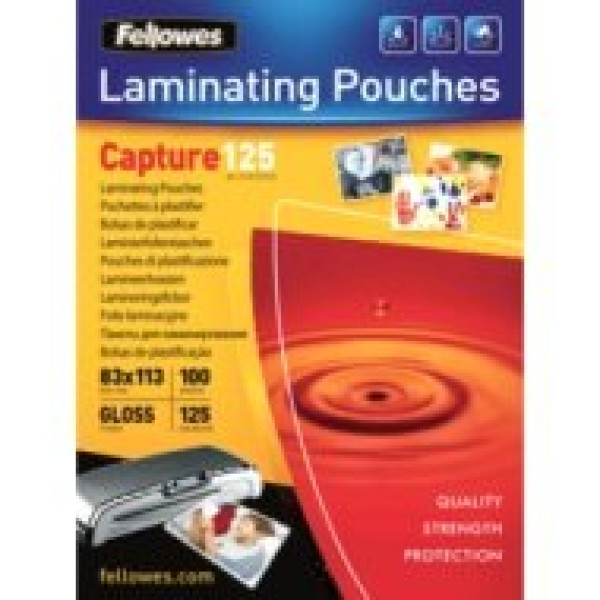 FELLOWES (100) fundas plastificar 125mic Brillo 83x113mm FELLOWES (100) fundas plastificar 125mic Brillo 83x113mm