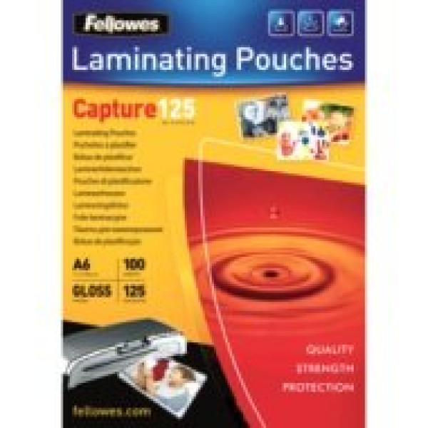 FELLOWES (100) fundas plastificar 125mic Brillo A6 FELLOWES (100) fundas plastificar 125mic Brillo A6