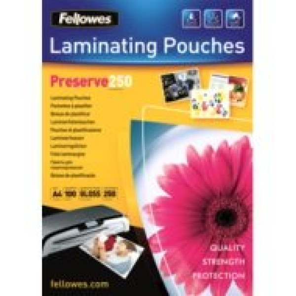 FELLOWES (100) fundas plastificar 250mic Brillo A4 FELLOWES (100) fundas plastificar 250mic Brillo A4