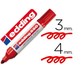 Rotulador EDDING punta fibra permanente 550 rojo