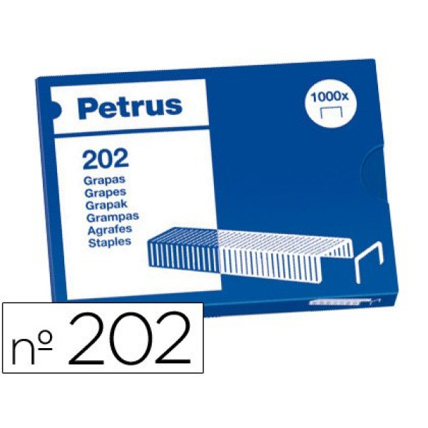 Caja 1000 Grapas PETRUS Galvanizadas 202