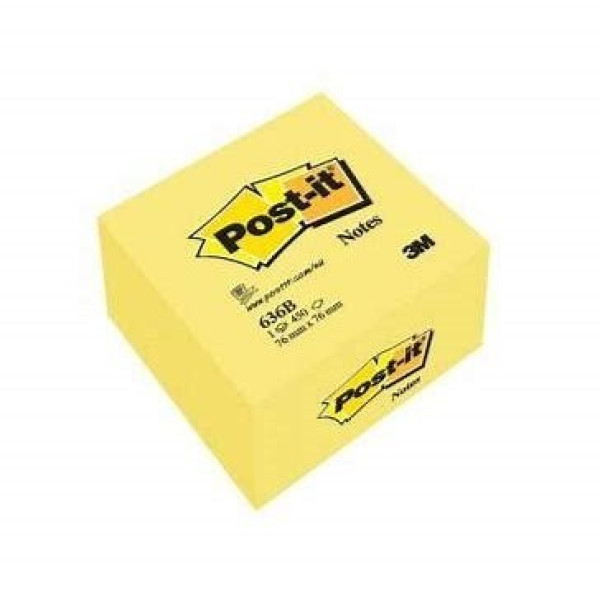 Cubo notas POST-IT amarillo 76x76mm 450h. Cubo notas POST-IT amarillo 76x76mm 450h.