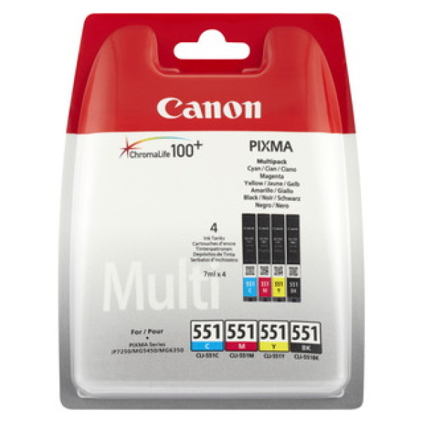 (4) C.t. CANON CLI551 Multi BCMY Pack-4 colores Pixma IP7250 IP7240 MG5440 MG5450 MG5550 sin alarm (4) C.t. CANON CLI551 Multi BCMY Pack-4 colores Pixma IP7250 IP7240 MG5440 MG5450 MG5550 sin alarm