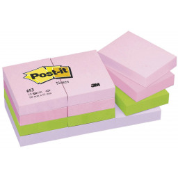 (12) Bloc notas POST-IT 38x51mm gama alegría ** 100h/bloc, tonos rosados