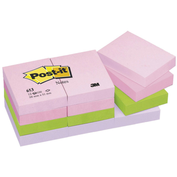 (12) Bloc notas POST-IT 38x51mm gama alegría ** 100h/bloc, tonos rosados (12) Bloc notas POST-IT 38x51mm gama alegría ** 100h/bloc, tonos rosados