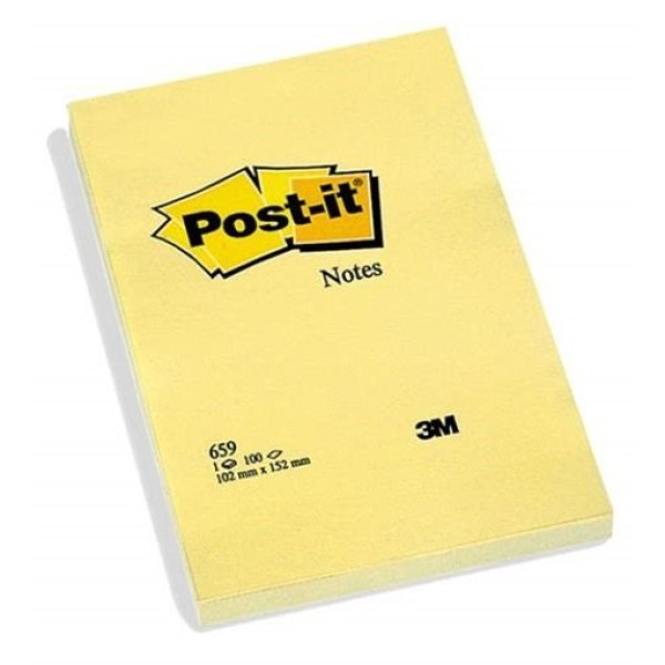 (1) Bloc notas POST-IT amarillo 102x152mm 100h/bloc