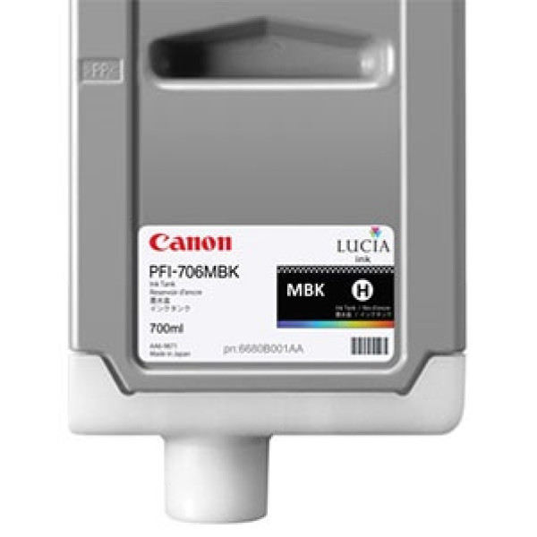C.t. CANON PFI-706MBK: IPF8300 IPF8400 negro mate 700 ml. C.t. CANON PFI-706MBK: IPF8300 IPF8400 negro mate 700 ml.