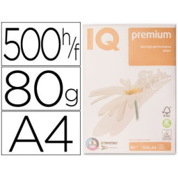 Papel IQ Premium 500A4  80g. Copy/Láser mono (210x297mm)