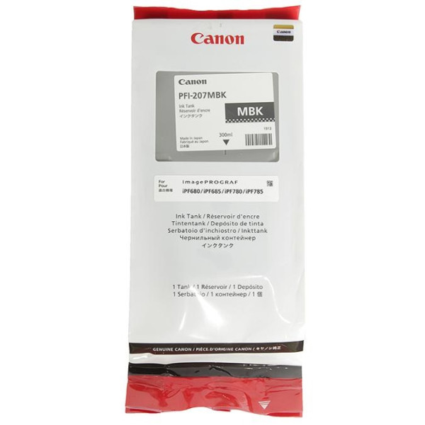 C.t. CANON PFI-207MBK: IPF680 IPF685 negro mate IPF780 IPF785 300 ml. C.t. CANON PFI-207MBK: IPF680 IPF685 negro mate IPF780 IPF785 300 ml.