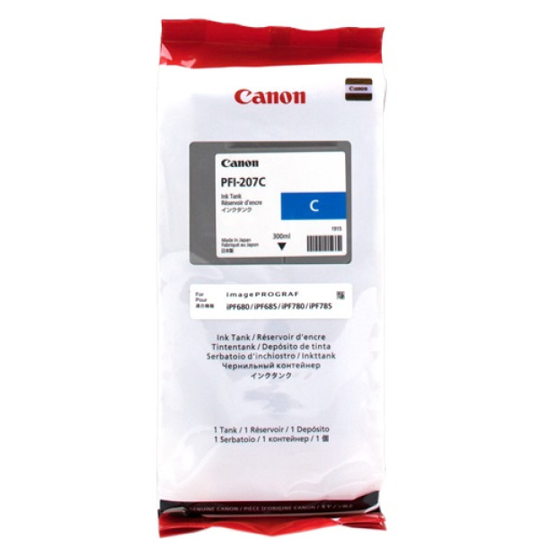 C.t. CANON PFI-207C: IPF680 IPF685 IPF780 cian IPF785 300 ml. C.t. CANON PFI-207C: IPF680 IPF685 IPF780 cian IPF785 300 ml.
