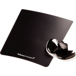 FELLOWES Reposamuñecas deslizante de gel negro Canal Health-V + protección Microban, 279x223x19mm