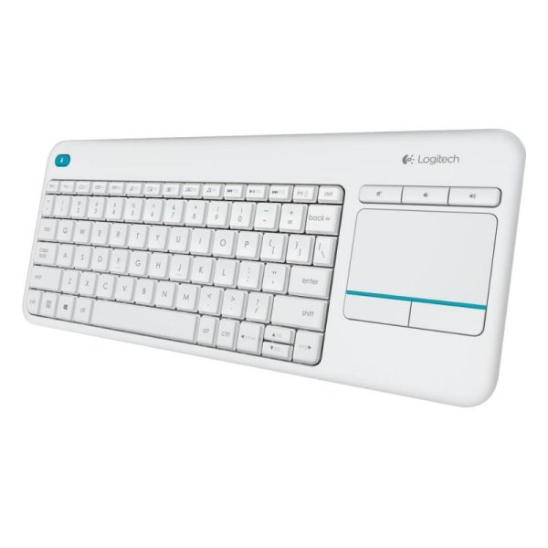 Teclado LOGITECH K400 plus touch wireless white inalámbrico RF 2,4GHz USB blanco