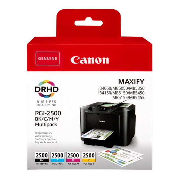 (4) C.t. CANON PGI-2500 Multi Maxify iB4050 MB5350 BK -29.1ml, C/M/Y - 9.6ml