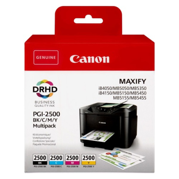 (4) C.t. CANON PGI-2500 CMYK Maxify iB4050 MB5050 capacidad estándar - kit 4-colores BLISTER ALARMA (4) C.t. CANON PGI-2500 CMYK Maxify iB4050 MB5050 capacidad estándar - kit 4-colores BLISTER ALARMA