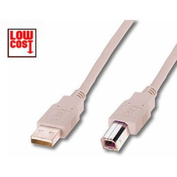 Cable DIGITUS USB 2.0 tipo A M - USB 2.0 tipo B M 1,8m., gris, PC a periférico, economy CCA