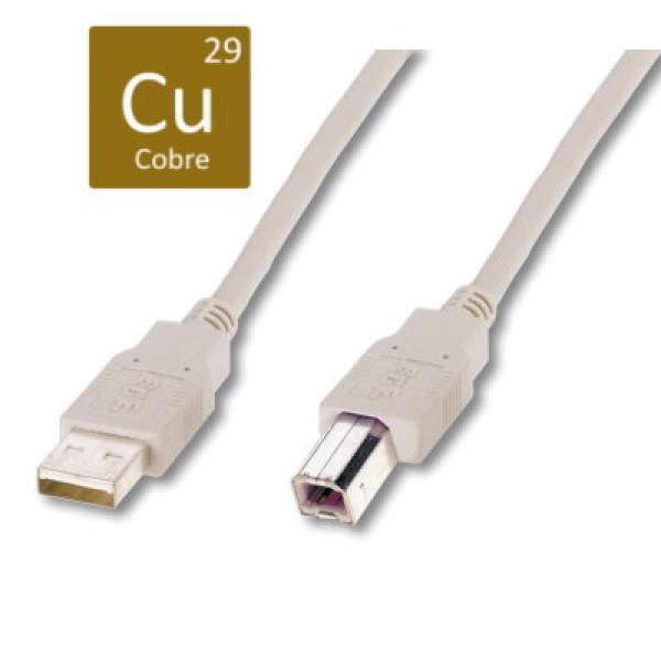 Cable DIGITUS USB 2.0 tipo A M - USB 2.0 tipo B M 1,8m., gris, PC a periférico, quality CU cobre Cable DIGITUS USB 2.0 tipo A M - USB 2.0 tipo B M 1,8m., gris, PC a periférico, quality CU cobre