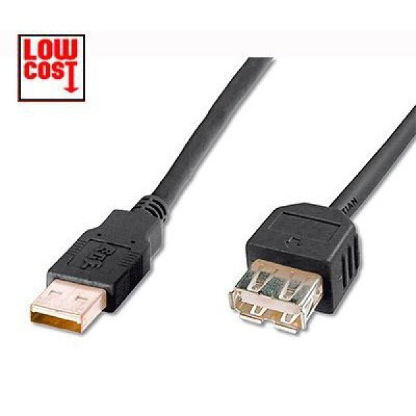 Cable DIGITUS USB 2.0 tipo A M - USB 2.0 tipo A H prolongador 1,8m., negro, economy tipo CCA Cable DIGITUS USB 2.0 tipo A M - USB 2.0 tipo A H prolongador 1,8m., negro, economy tipo CCA