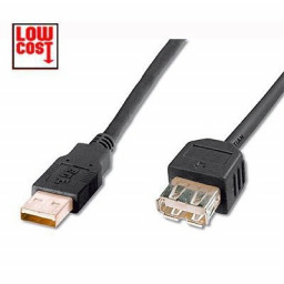 Cable DIGITUS USB 2.0 tipo A M - USB 2.0 tipo A H 3m., negro  (prolongador, sin amplificador)