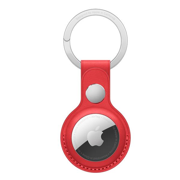 AIRTAG LEATHER KEY RING -RED