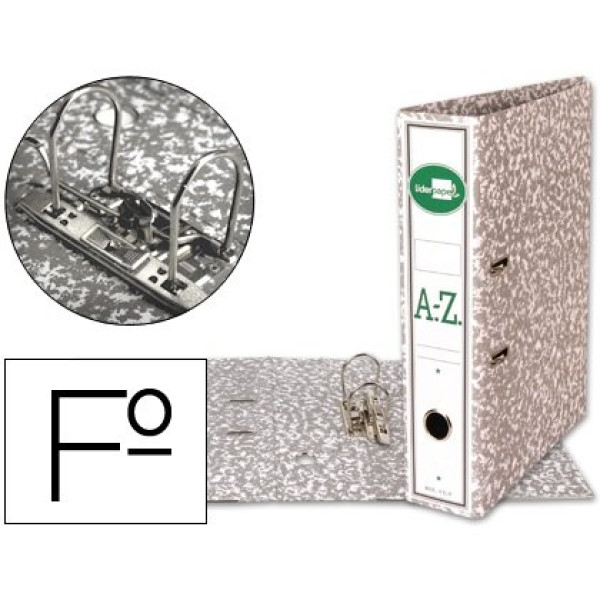 Archivador AZ LIDERPAPEL de palanca Folio Lomo 75mm Gris Archivador AZ LIDERPAPEL de palanca Folio Lomo 75mm Gris