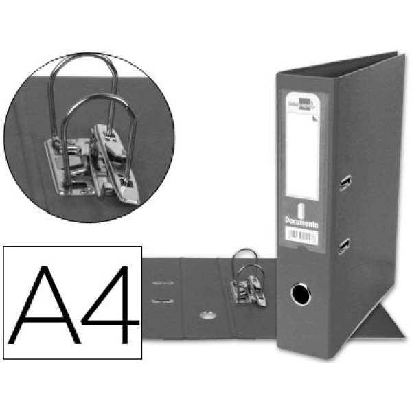 Archivador de palanca LIDERPAPEL A4 Gris Con rado, lomo 75mm