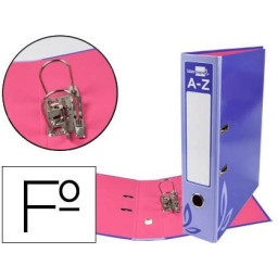 Archivador de palanca LIDERPAPEL FOLIO lomo 75mm, cartón forrado, Violeta