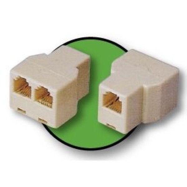 Adaptador 2xRJ12H/RJ12Hembra 6vías doble salida teléfono