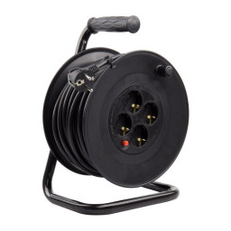 Enrollacables prolongador de corriente 25m. con 4 tomas de corriente 3200W 220-250V 4x16A