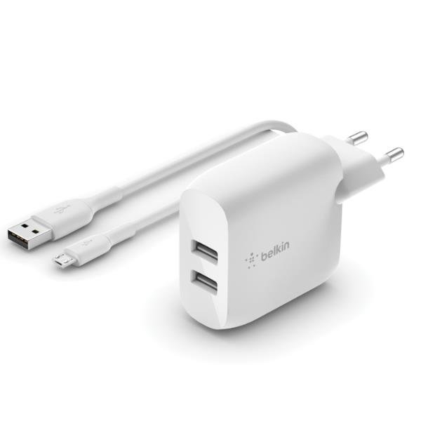 DUAL CHARGER 1M A-MUSB 24W WHT DUAL CHARGER 1M A-MUSB 24W WHT